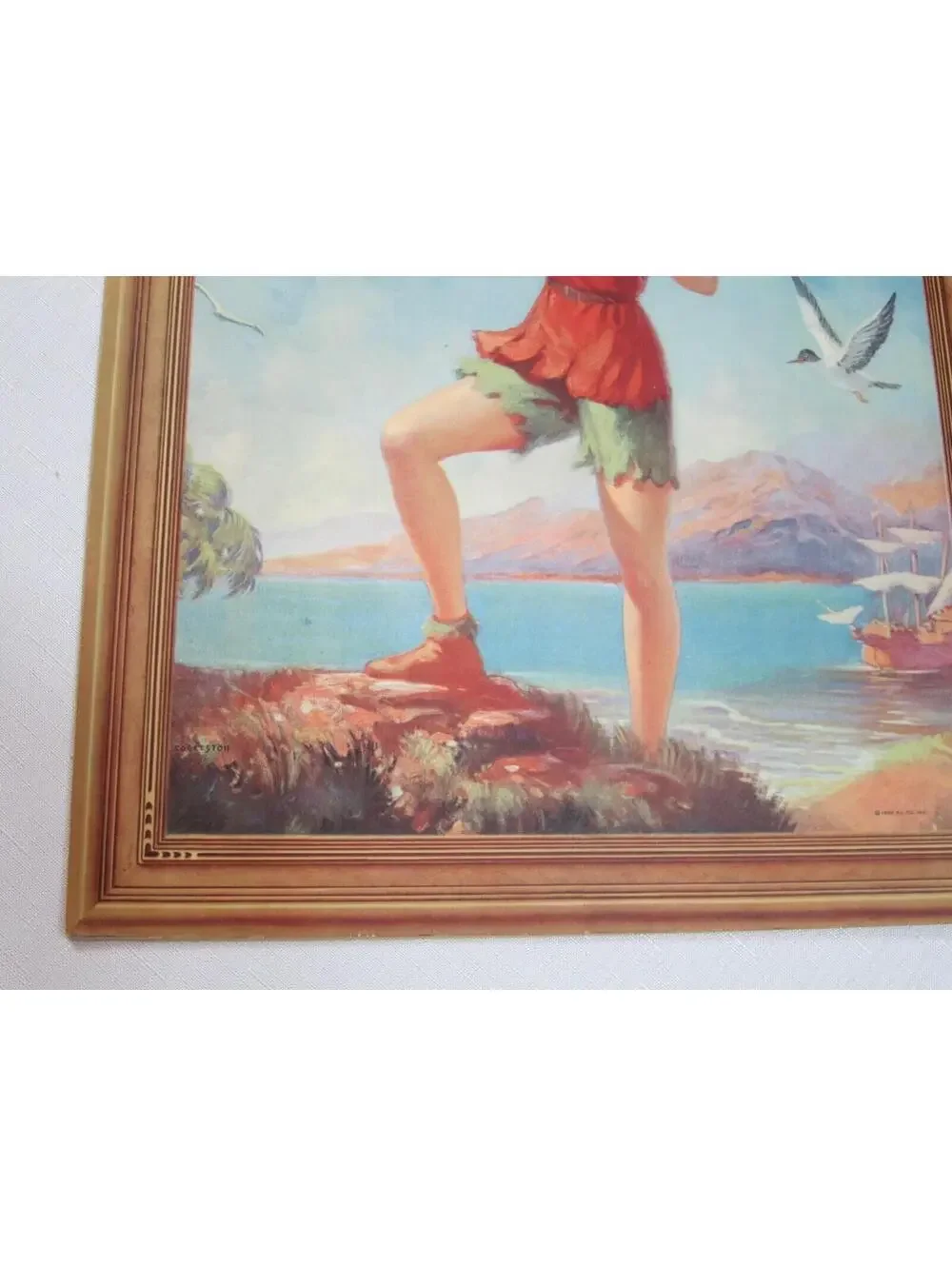Vintage 1935 Peter Pan Litho Print Fantasy Illustration Art Deco Eggleston 16x12